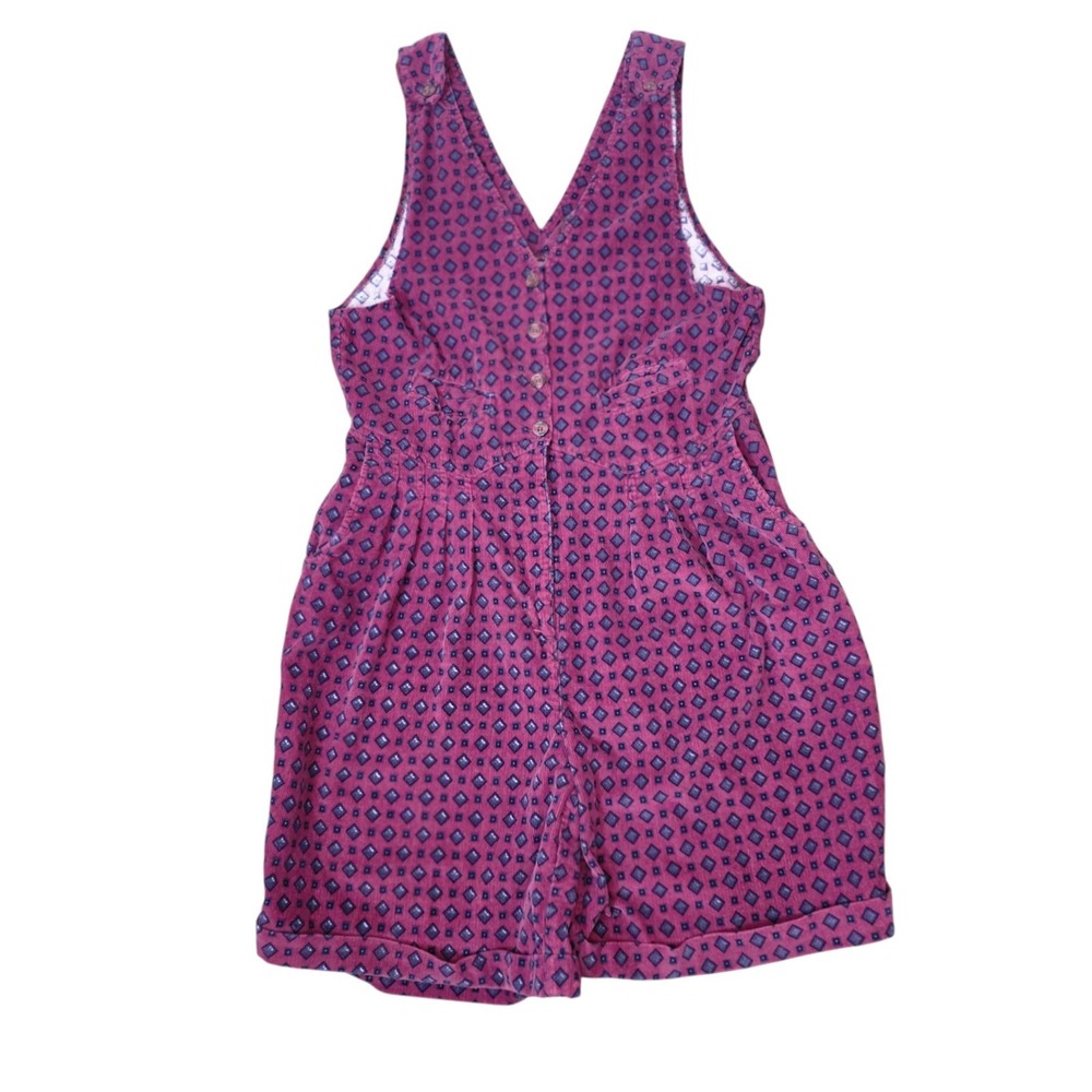 Vintage 80s Bon Magique 13/14 Purple Corduroy Geometric Romper Culotte